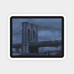 Blue Line Image of Brooklyn Bridge Magnet
