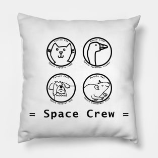 Space Crew 2420 Cat Goose Dog Rat Line Drawing Pillow