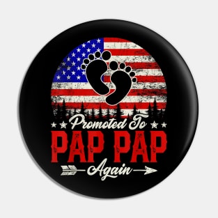 Mens American Flag Promoted To Great Pap Pap Again Fathers Day Pin