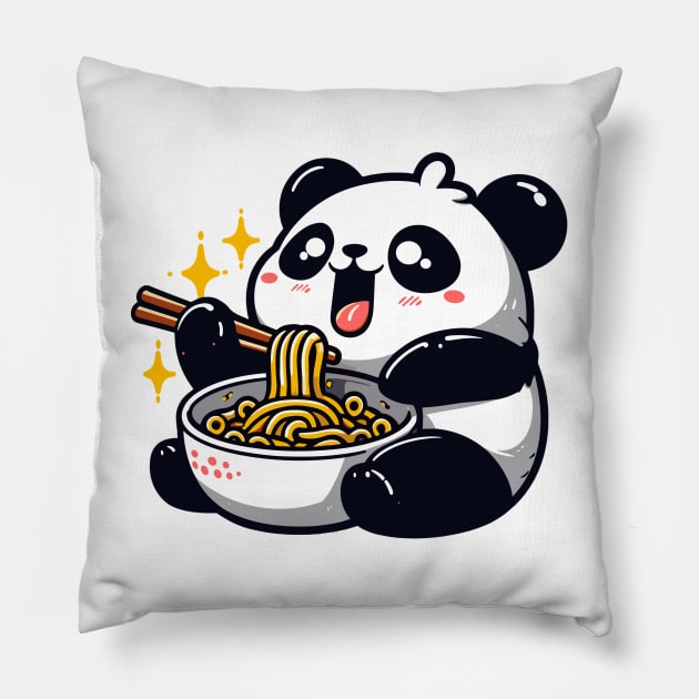 Panda Eating Ramen Pillow by PhotoSphere