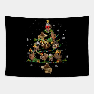 Cute Sloth Christmas Tree Xmas Gift Tapestry