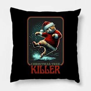 Christmas Tree Killer Retro Vintage Cat xmas Christmas Pillow