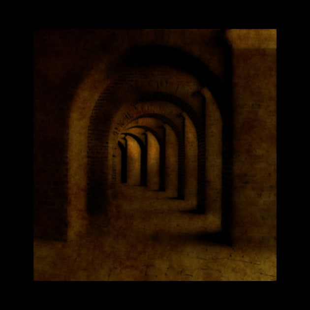 Digital collage, special processing. Path in some castle tunnel. Beautiful. Sand texture. by 234TeeUser234