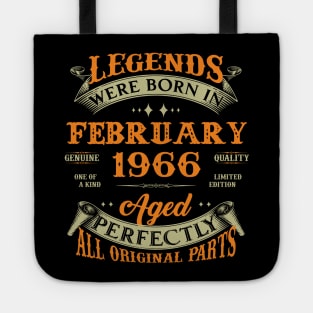 57th Birthday Gift Legends Born In February 1966 57 Years Old Tote