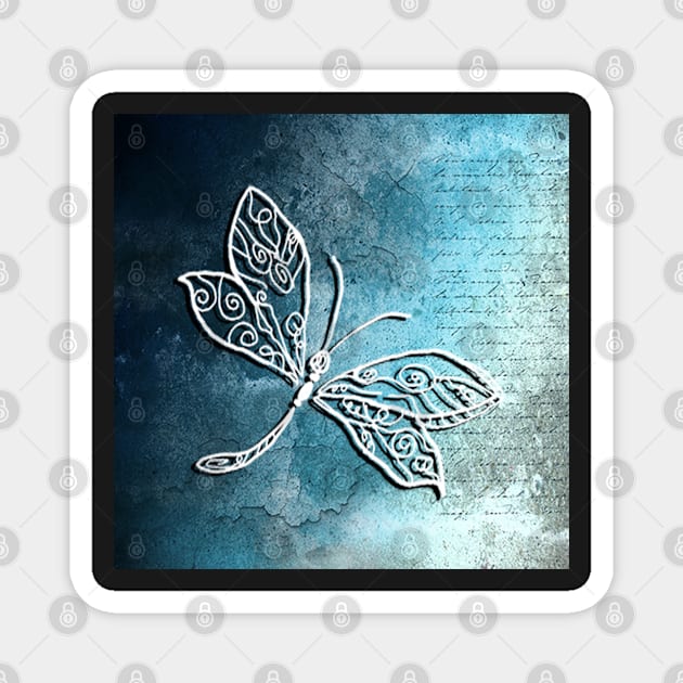 Dragonfly Graphic Art Teal, Black & White Spiritual Messengers The Dragonflies Magnet by tamdevo1