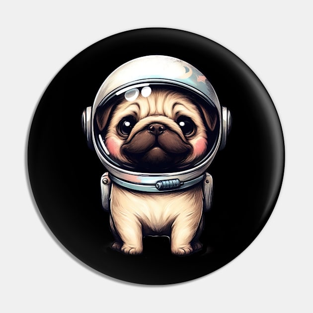 Pug astronaut cute little Pin by Evgmerk