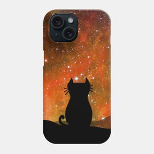 Cat in space - orange Phone Case