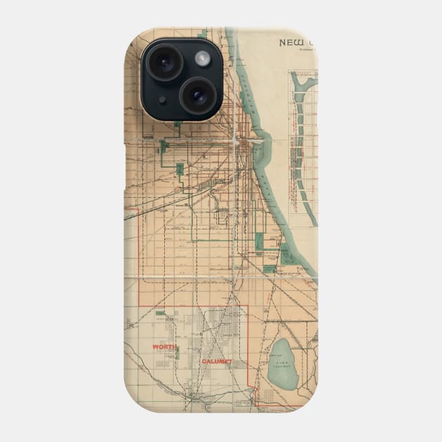 Vintage Map of Chicago Illinois (1889) Phone Case by Bravuramedia