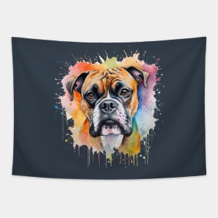 Very colorful boxer watercolor painting Tapestry