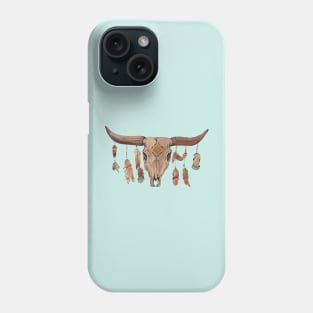 Cattle Skull With Feathers And Beads Phone Case