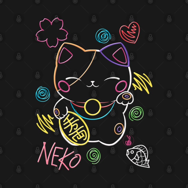 Neon Neko (3) - Cute neon light Japanese beckoning cats to bring you good luck by SamInJapan