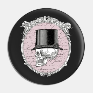 Stylish Vintage Skull in Top Hat Pin