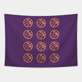 Basketball Ball Pattern Orange and Dark Purple Tapestry