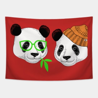 Hand Drawn Funny Panda Head Tapestry