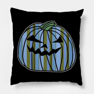 Blue Green Stripes Halloween Horror Pumpkin Pillow