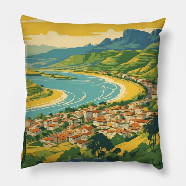 Rio Grande Do Sul Brazil Vintage Tourism Travel Poster Pillow by TravelersGems