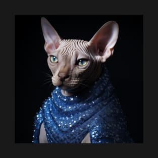 Sphynx In Blue T-Shirt