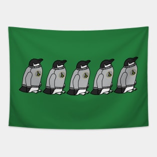 Five Christmas Tree Sweater Penguins Tapestry