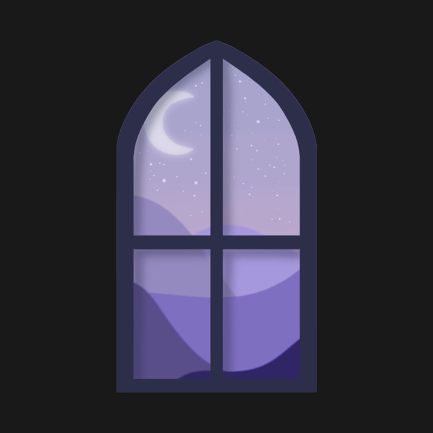 Purple Nightscape Window Scene by TheHermitCrab