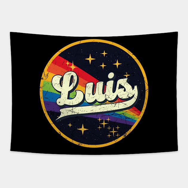 Luis // Rainbow In Space Vintage Grunge-Style Tapestry by LMW Art