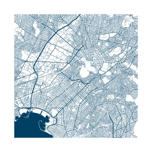 Kopie von Lisbon map city map poster - modern gift with city map in dark blue T-Shirt