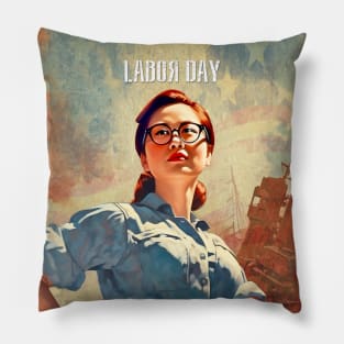 Labor Day: Resilience and Dedication of the American Workforce on a Dark Background Pillow