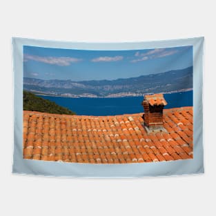 Rooftop in Vrbnsk, Krk, Croatia Tapestry