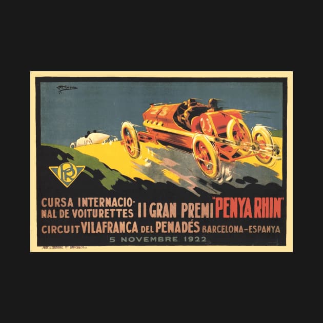 1922 Spanish Grand Prix Automobile Race, Barcelona - Vintage Poster Design by Naves