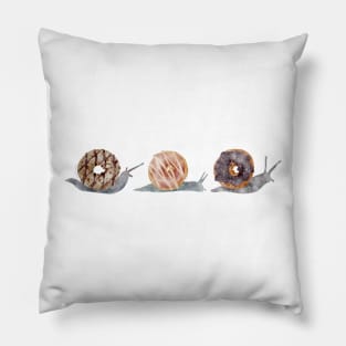 Toasted Mauve Donut Snails Watercolor Pillow