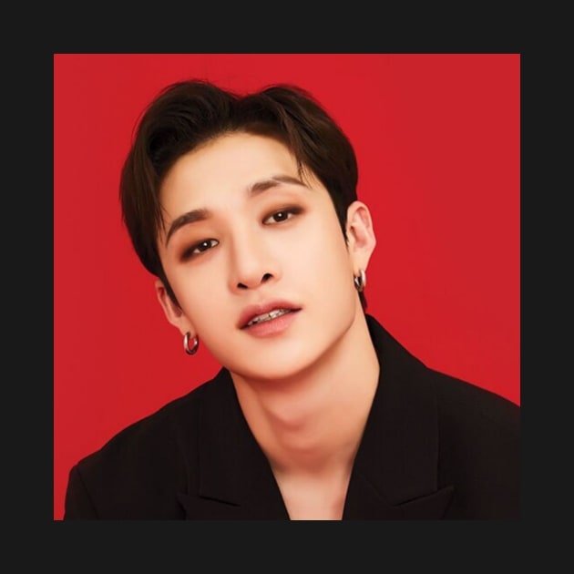 Kpop Stray Kids Bangchan Red Background by StarBunnyDesigns