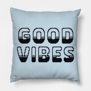 Good Vibes Classic Video Game Graphic Black Pillow