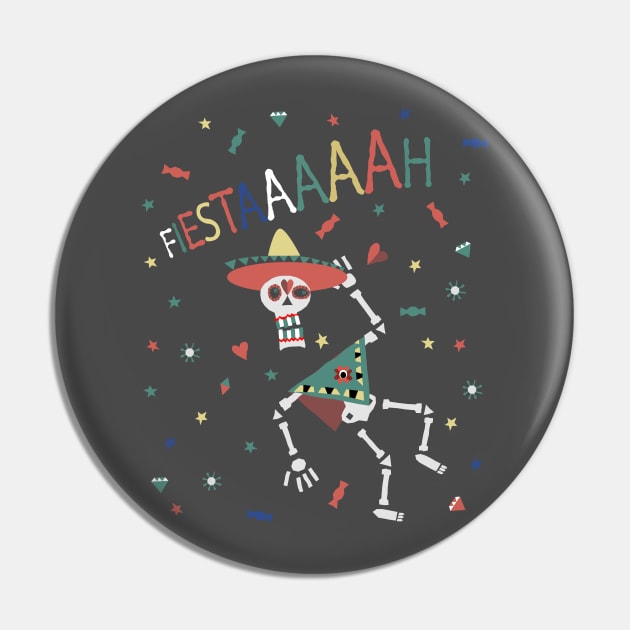 Fiesta Skeleton Halloween Pin by mnktee