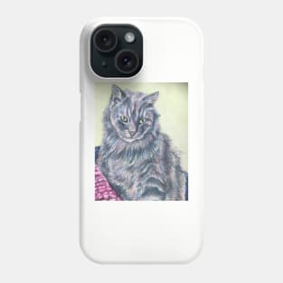 Fluffy grey cat Phone Case