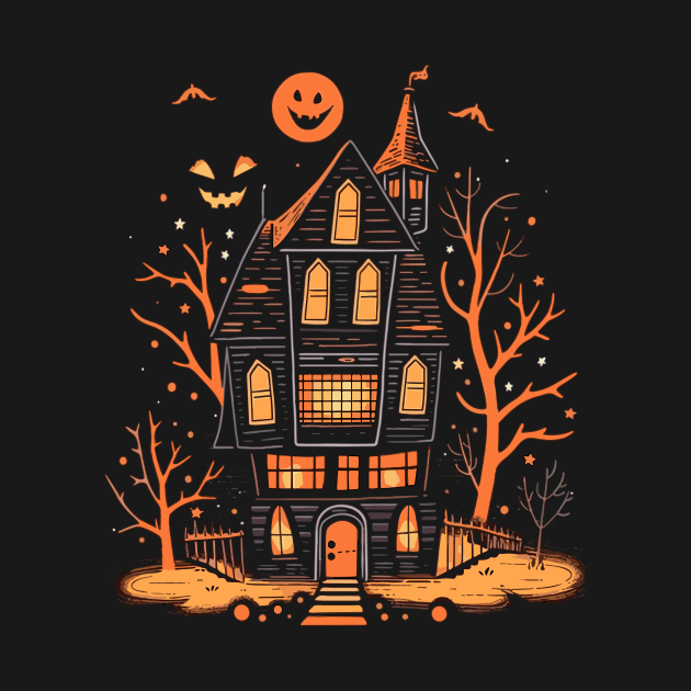 Haunted House Halloween T-Shirt, Spooky Mansion Tee, Horror, Eerie Estate Crewneck, Creepy Dwelling Top, Unisex Shirt by Indigo Lake