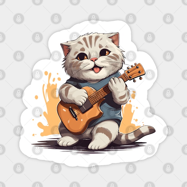 Scottish Fold Cat Playing Guitar Magnet by Graceful Designs