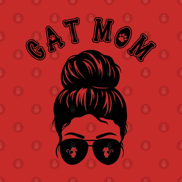 Cat Mom Messy Bun and Aviator Sunglasses Graphic design by AdrianaHolmesArt