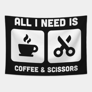 Coffee & Scissors | Funny Hair Stylist Design Tapestry