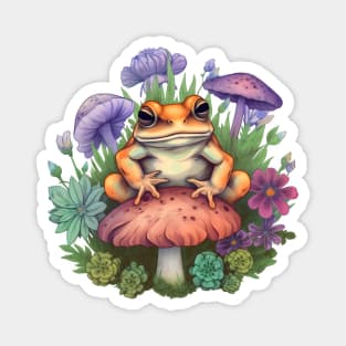 Cute Cottagecore Aesthetic Frog Mushroom Magnet