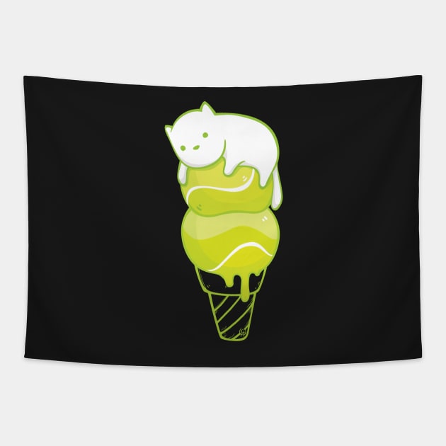 Ice cream Cat Tapestry by Olya Yatsenko