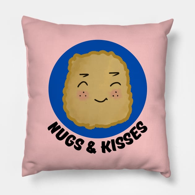 Nugs And Kisses | Nuggets Pun Pillow by Allthingspunny