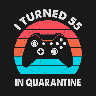 I Turned 55 In Quarantine - Retro Sunset Vintage 1965 55th Birthday Gift T-Shirt