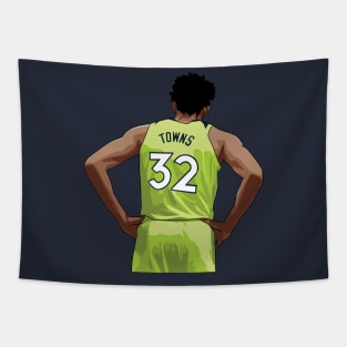 Karl-Anthony Towns Vector Back Green Tapestry