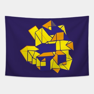 Geometric pattern pop art abstract blue yellow Tapestry