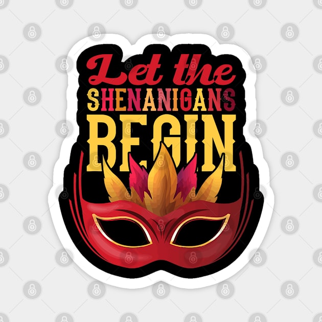 Mardi Gras 2021 Let the Shenanigans Begin Face Mask Gift Magnet by ruffianlouse