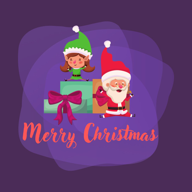 Merry Christmas with Santa and elf - Xmas Gift - Phone Case