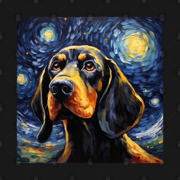 Black and Tan Coonhound Portrait Painting by NatashaCuteShop