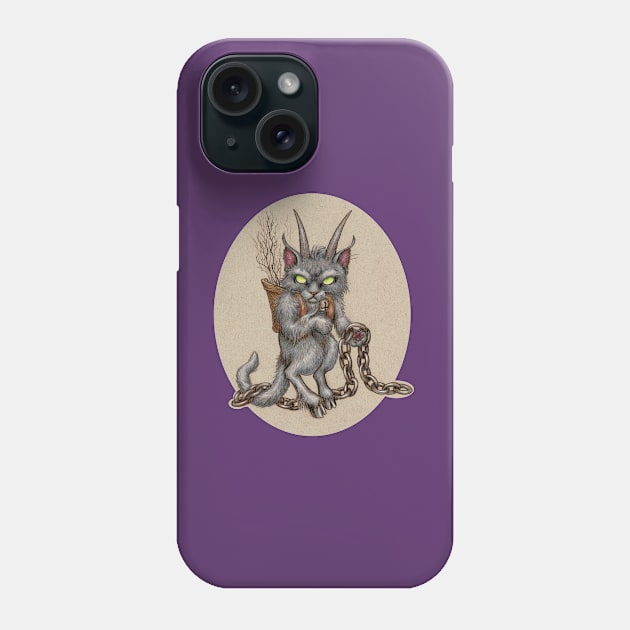 Krampus Kitty (with chains) Phone Case by justteejay