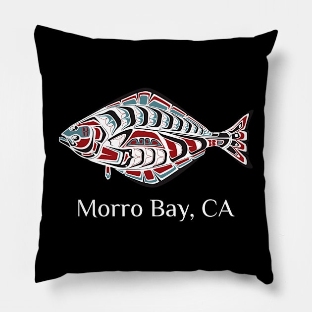 Morro Bay, California Halibut Northwest Native American Tribal Gift Pillow by twizzler3b