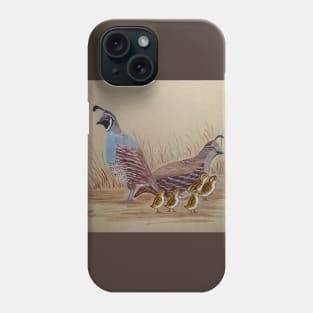 California Quail with Chicks Phone Case