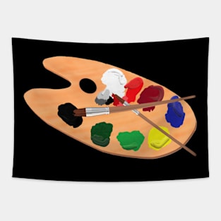 Small Wooden Artist Palette (Black Background) Tapestry